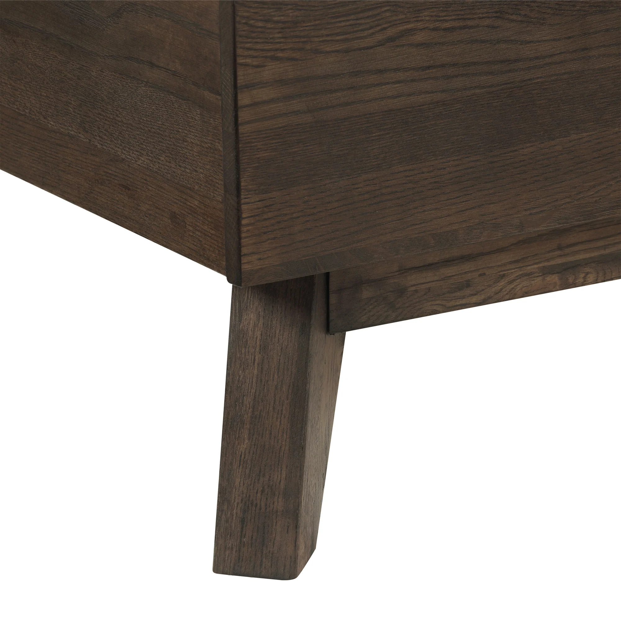 Astoria King Platform Bed Frame in Oak with Black Faux Leather  By Armen Living - Image 6