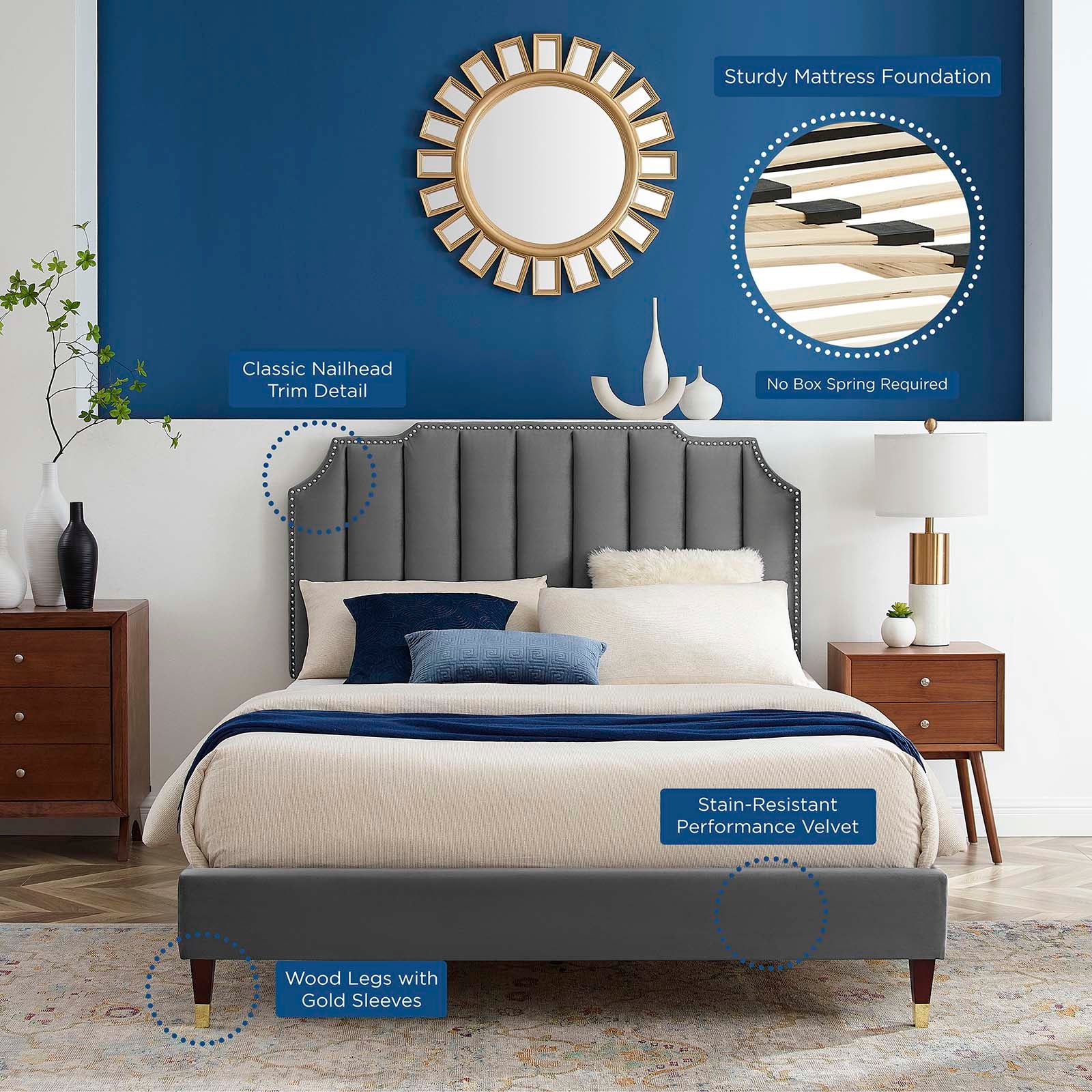 Colette King Performance Velvet Platform Bed By Modway - MOD-7074 - Image 9