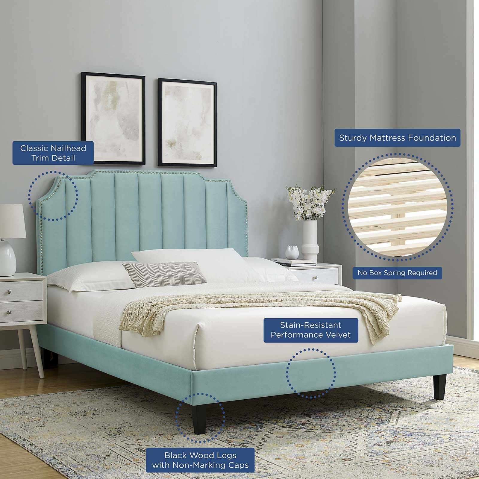 Colette King Performance Velvet Platform Bed By Modway - MOD-7075 - Image 57