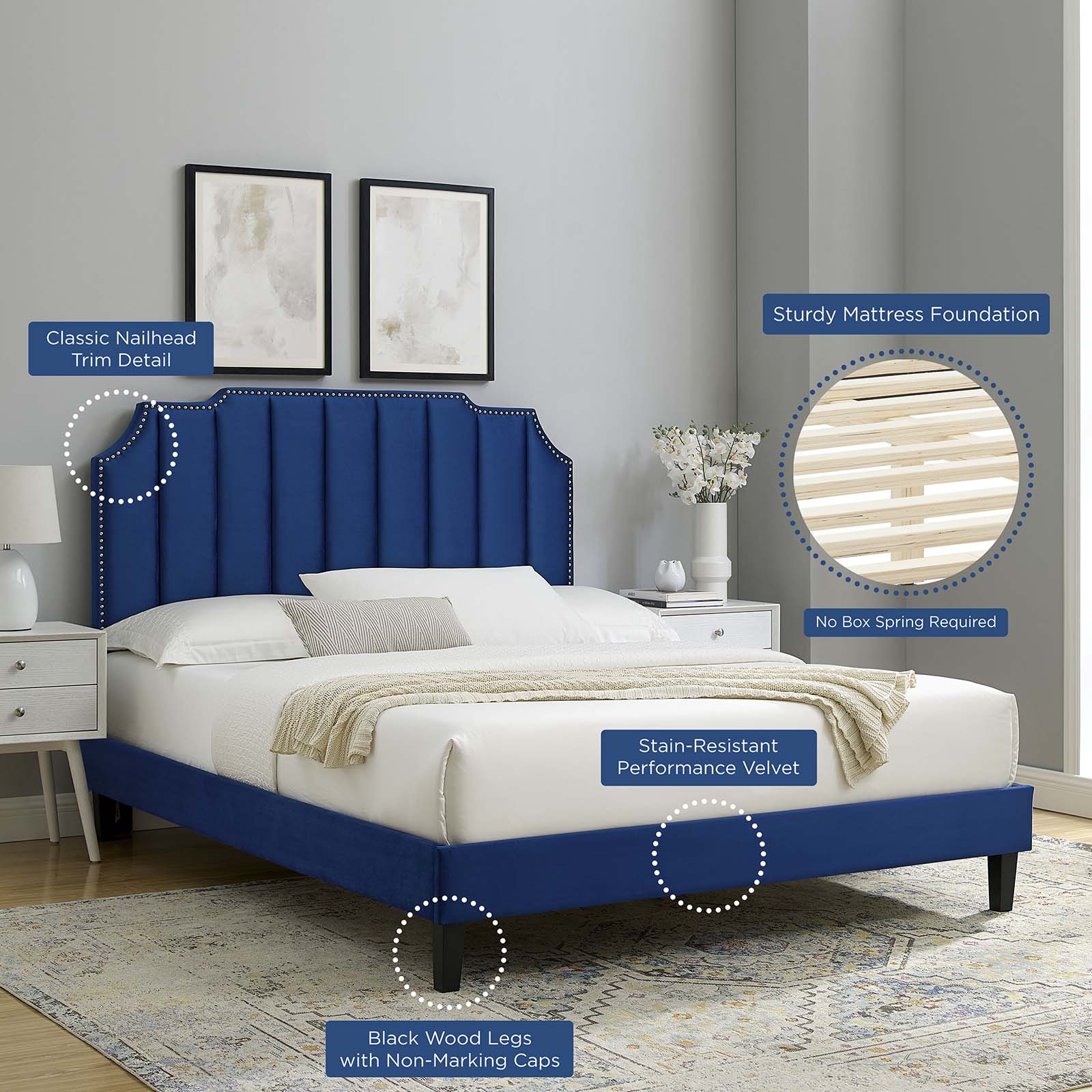 Colette King Performance Velvet Platform Bed By Modway - MOD-7075 - Image 73