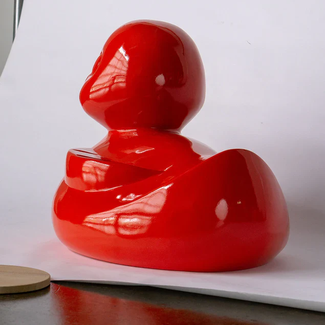Fiberglass UV  Duck Outdoor Sculpture, Red By Gold Leaf Design Group - Image 3