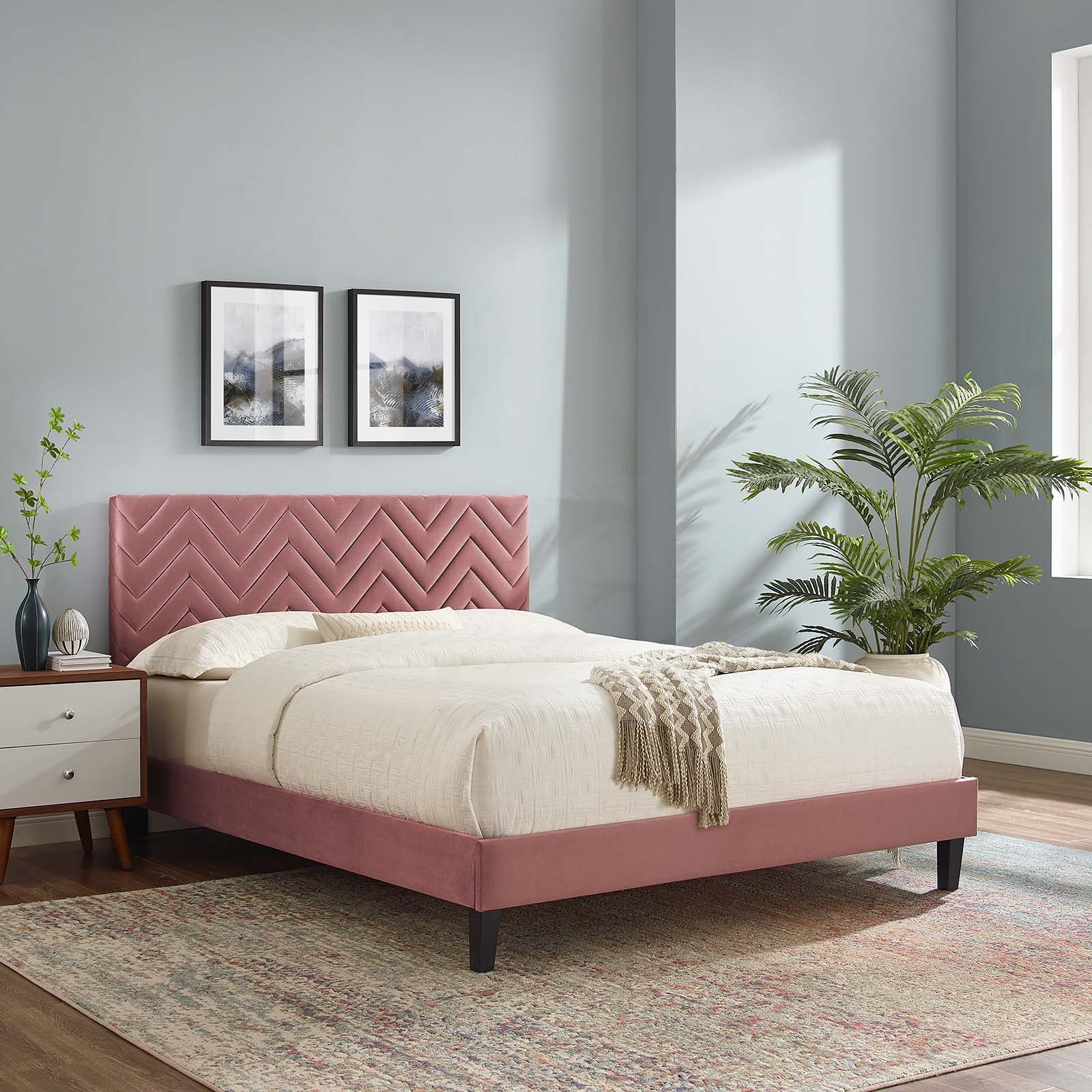 Leah Chevron Tufted Performance Velvet King Platform Bed By Modway - MOD-7009 - Image 16