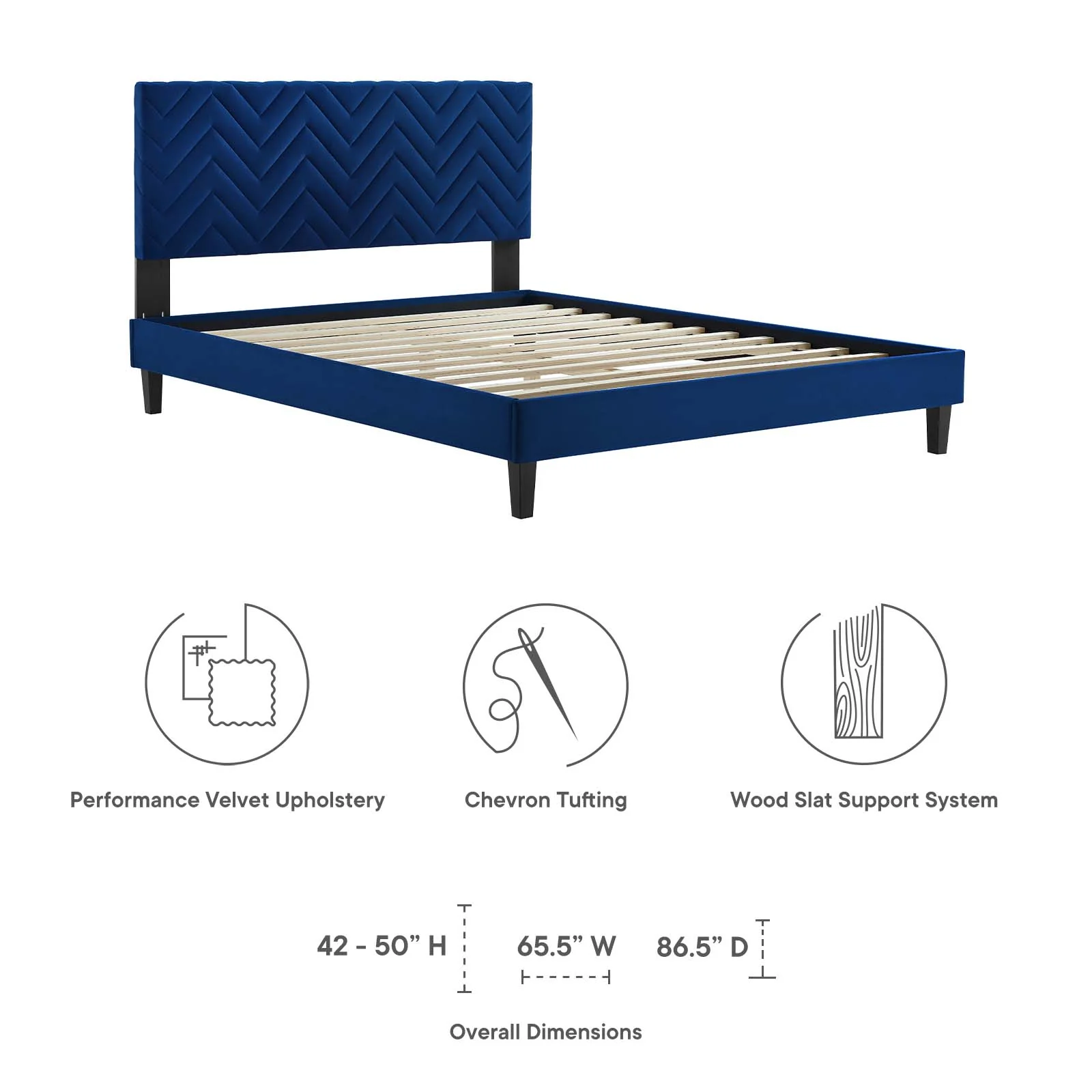 Leah Chevron Tufted Performance Velvet King Platform Bed By Modway - MOD-7009 - Image 22
