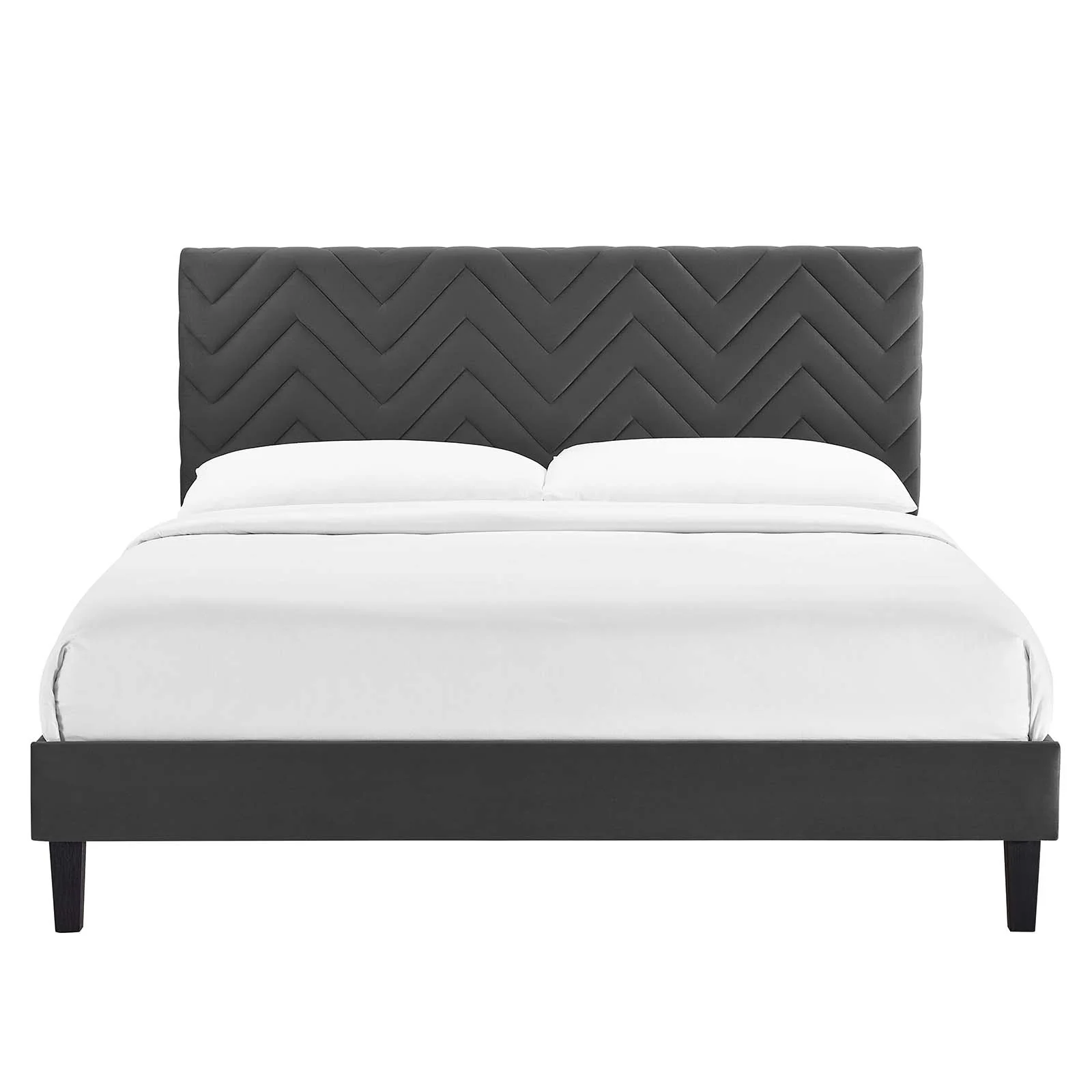 Leah Chevron Tufted Performance Velvet King Platform Bed By Modway - MOD-7009 - Image 4