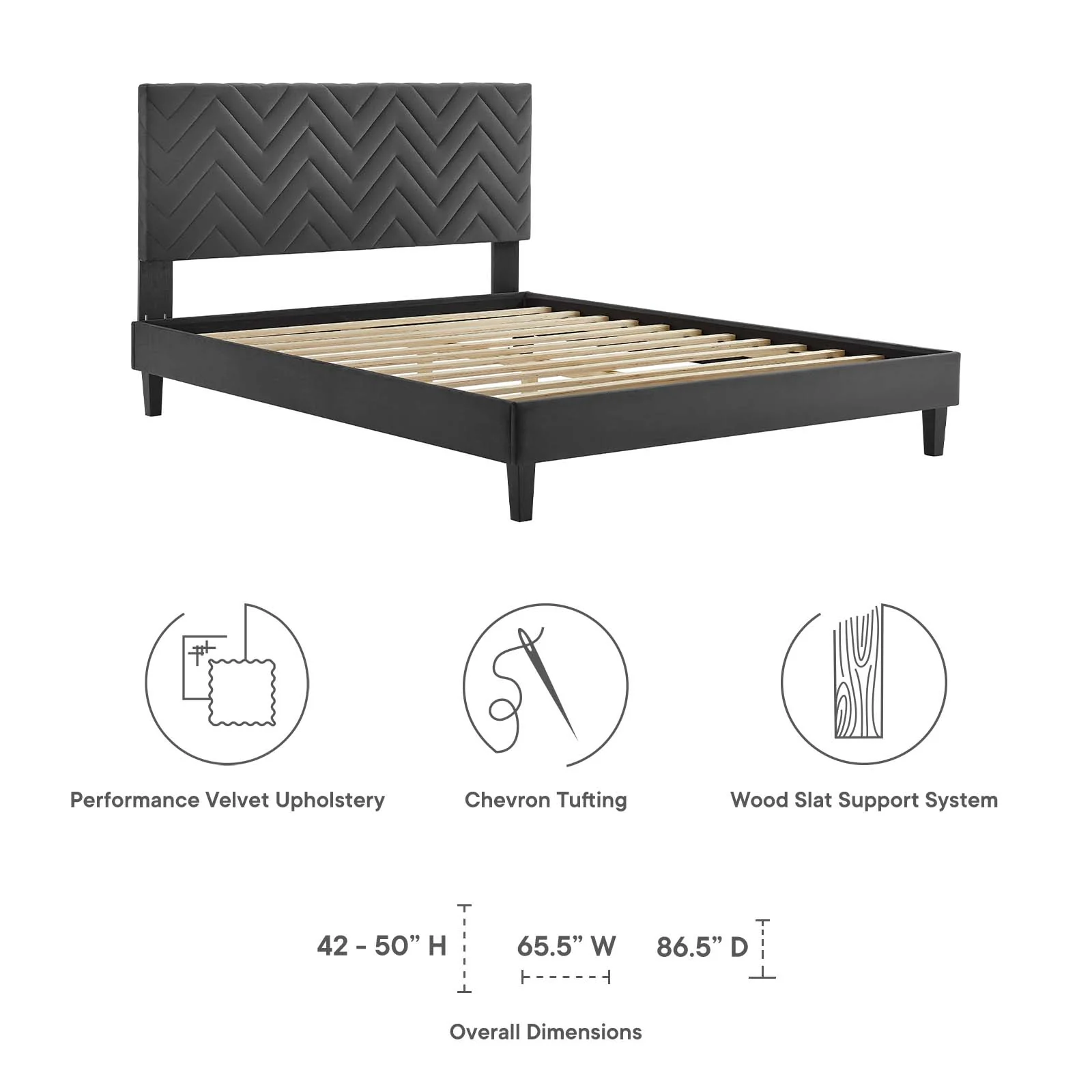 Leah Chevron Tufted Performance Velvet King Platform Bed By Modway - MOD-7009 - Image 7