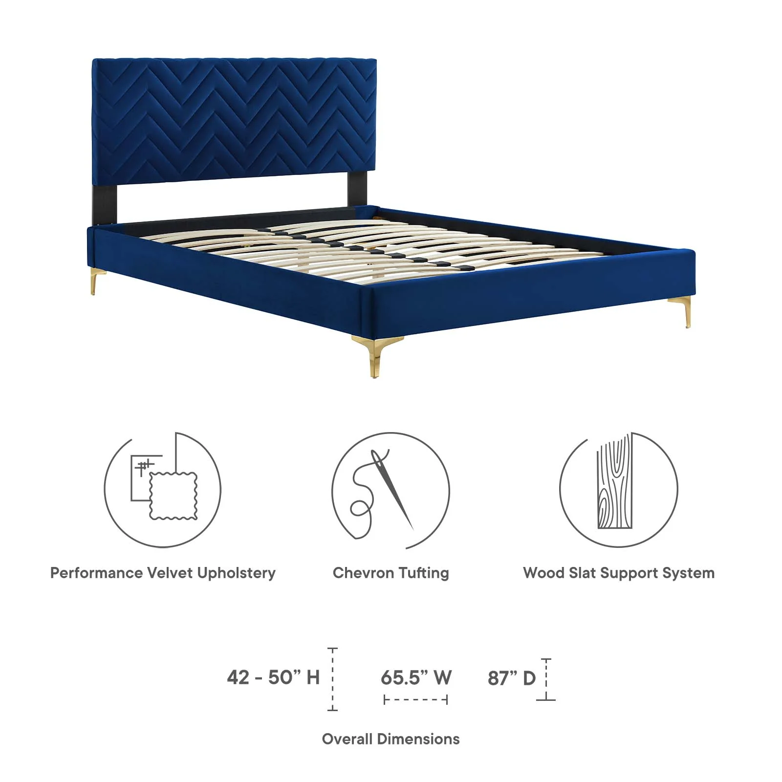 Leah Chevron Tufted Performance Velvet King Platform Bed By Modway - MOD-7013 - Image 22