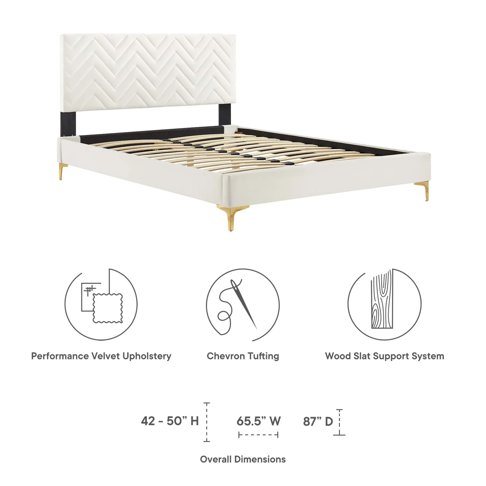 Leah Chevron Tufted Performance Velvet King Platform Bed By Modway - MOD-7013 - Image 30