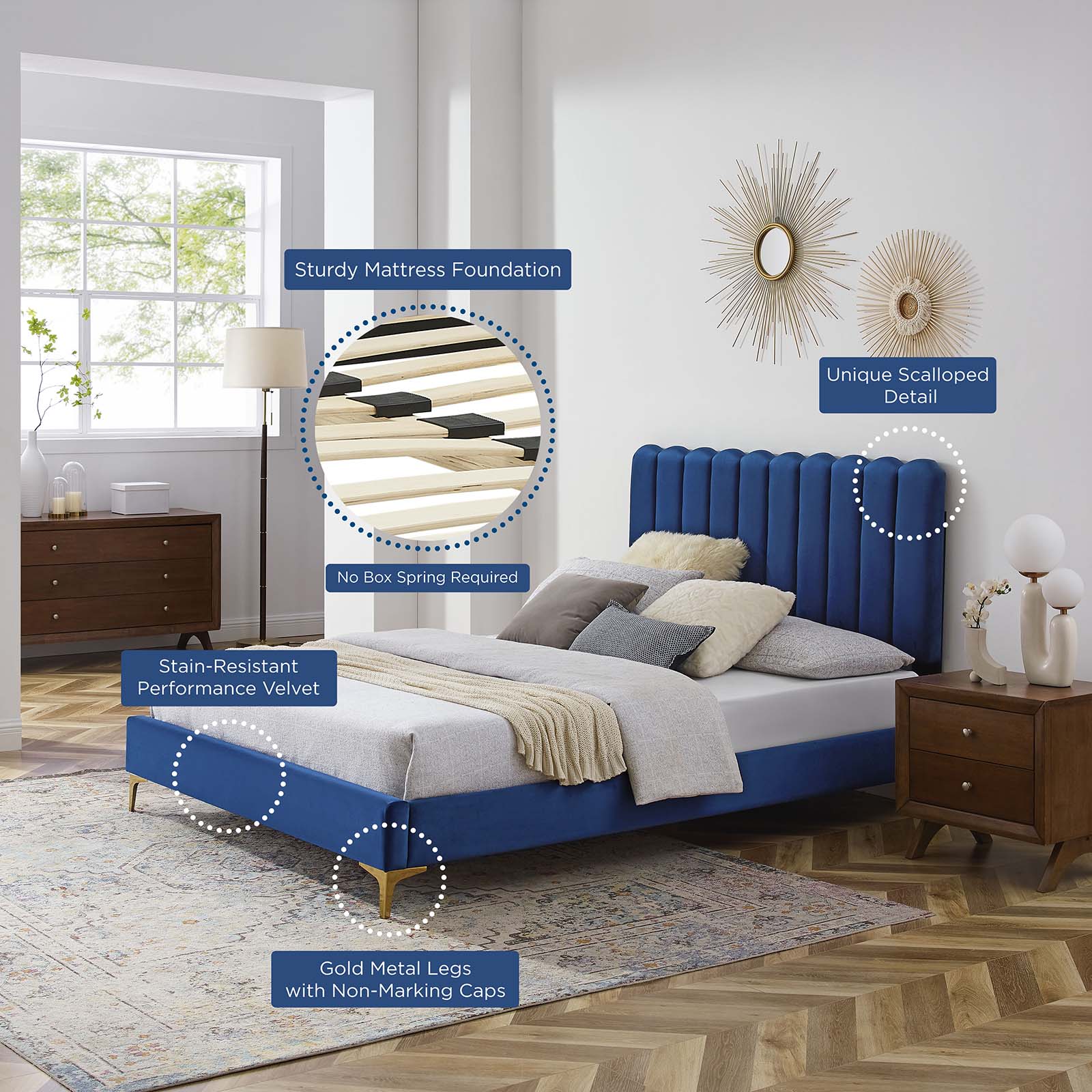 Reagan King Performance Velvet Platform Bed By Modway - MOD-7076 - Image 73