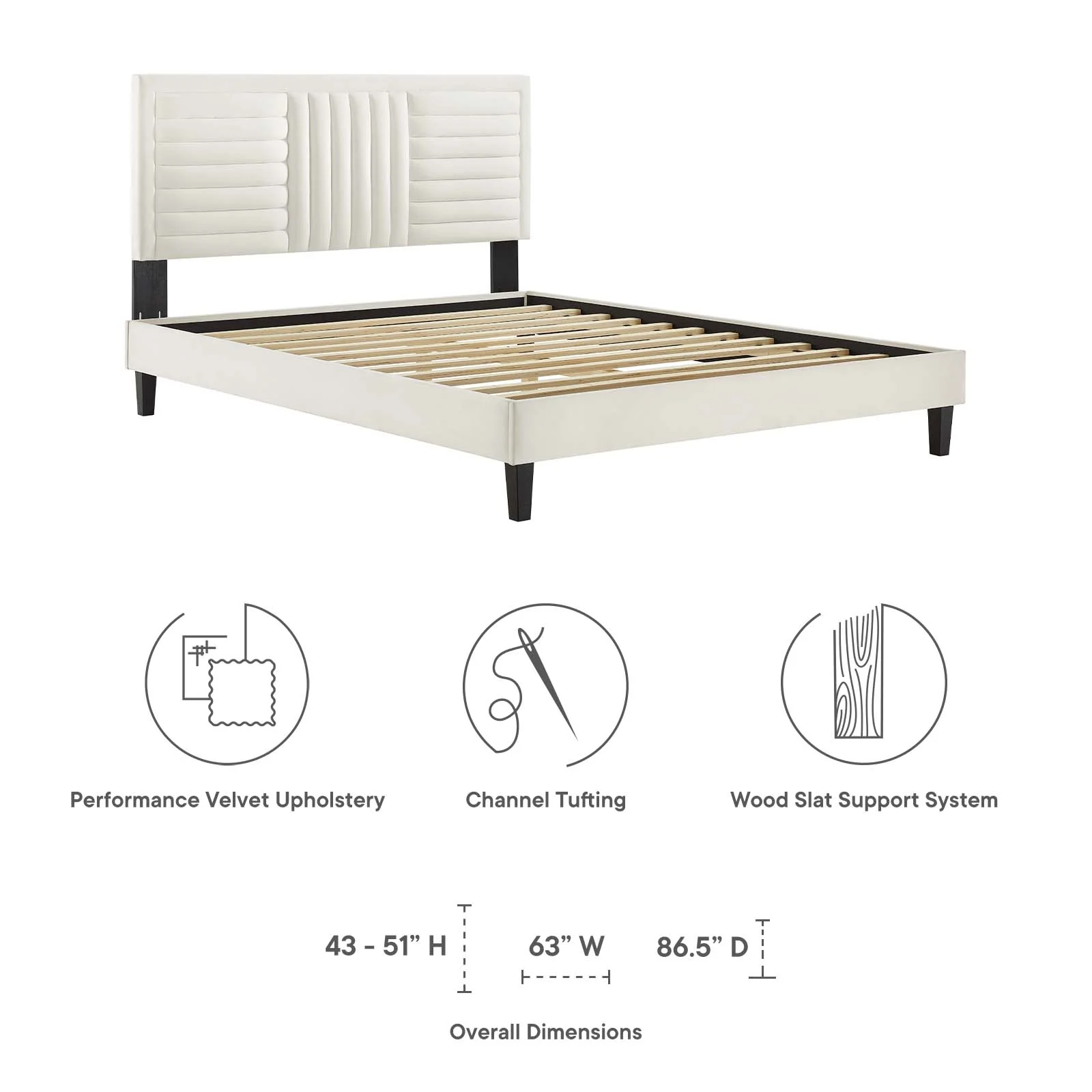 Sofia Channel Tufted Performance Velvet King Platform Bed By Modway - MOD-7011 - Image 29