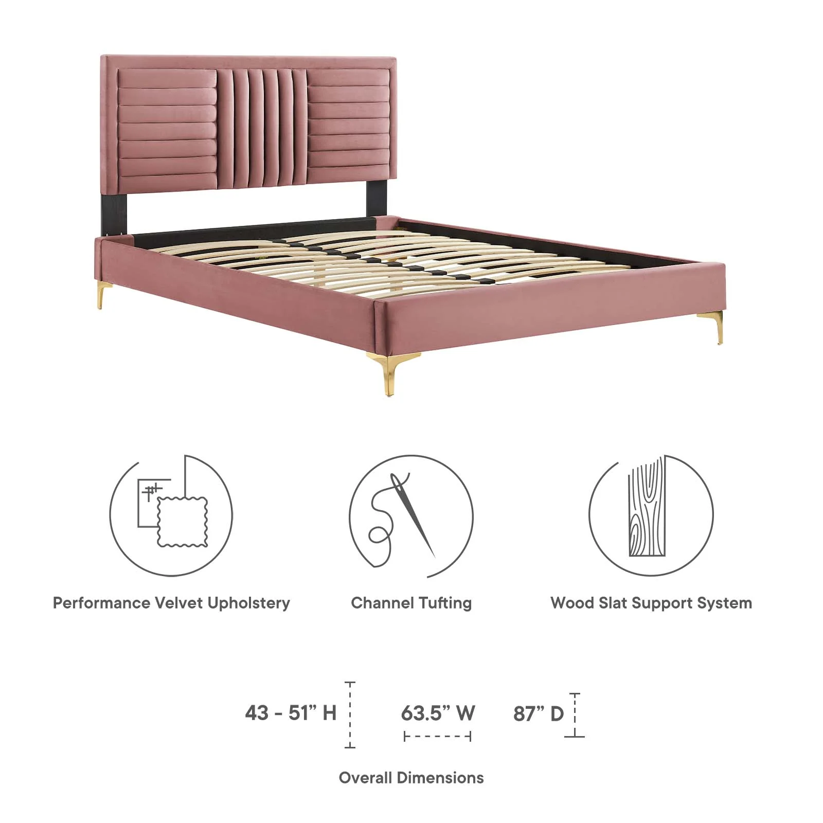 Sofia Channel Tufted Performance Velvet King Platform Bed By Modway - MOD-7015 - Image 14