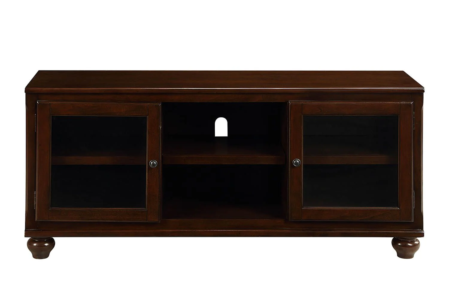 Walnut Wood Glass (TV Stand) TV Stand By Homeroots