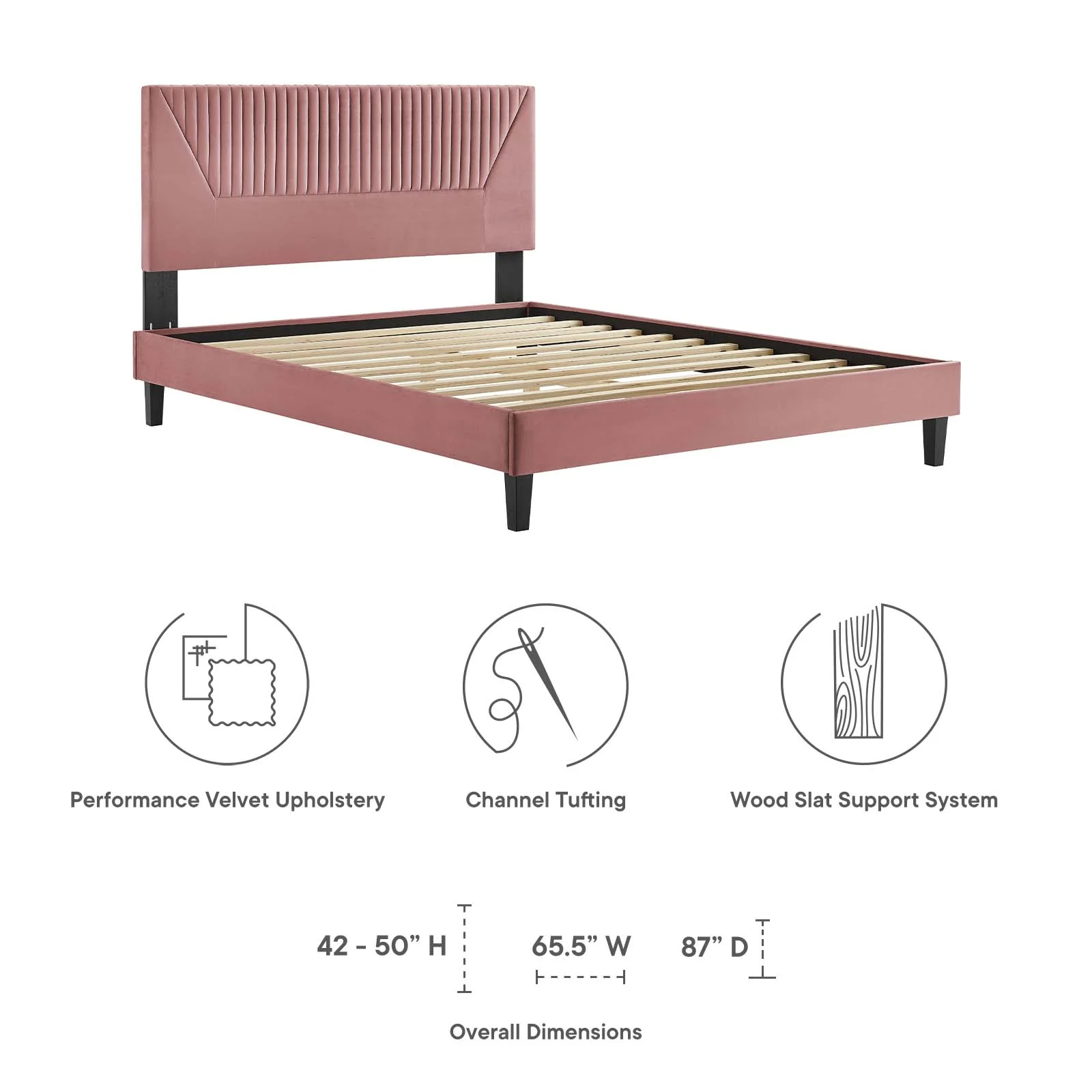Yasmine Channel Tufted Performance Velvet King Platform Bed By Modway - MOD-7012 - Image 14
