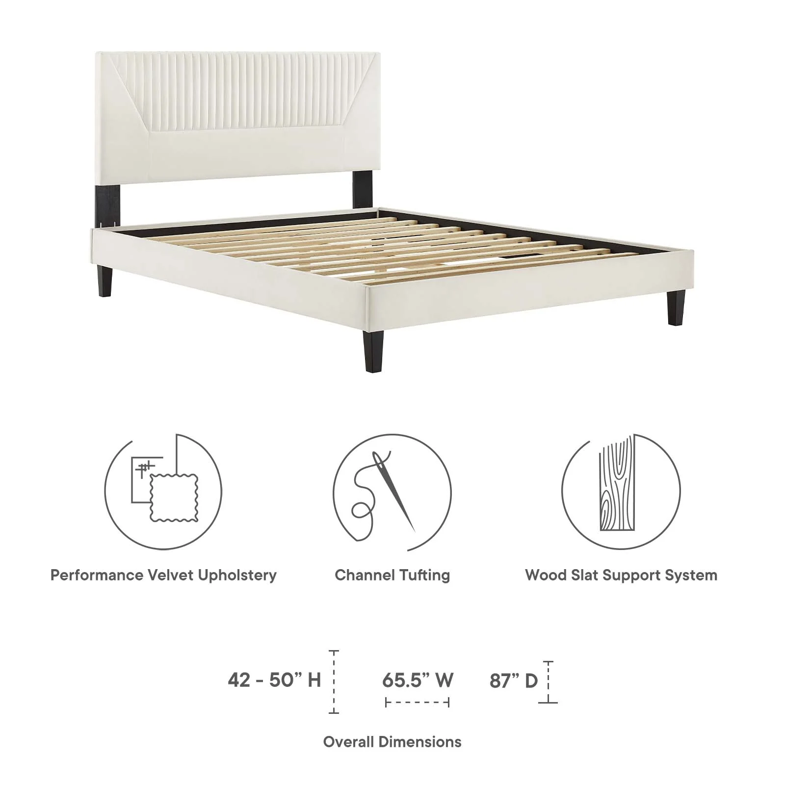 Yasmine Channel Tufted Performance Velvet King Platform Bed By Modway - MOD-7012 - Image 30