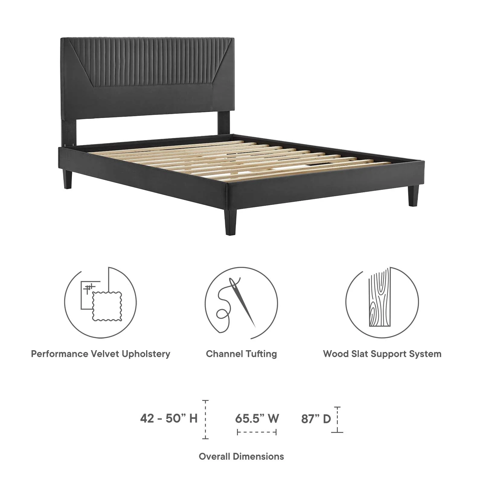 Yasmine Channel Tufted Performance Velvet King Platform Bed By Modway - MOD-7012 - Image 7