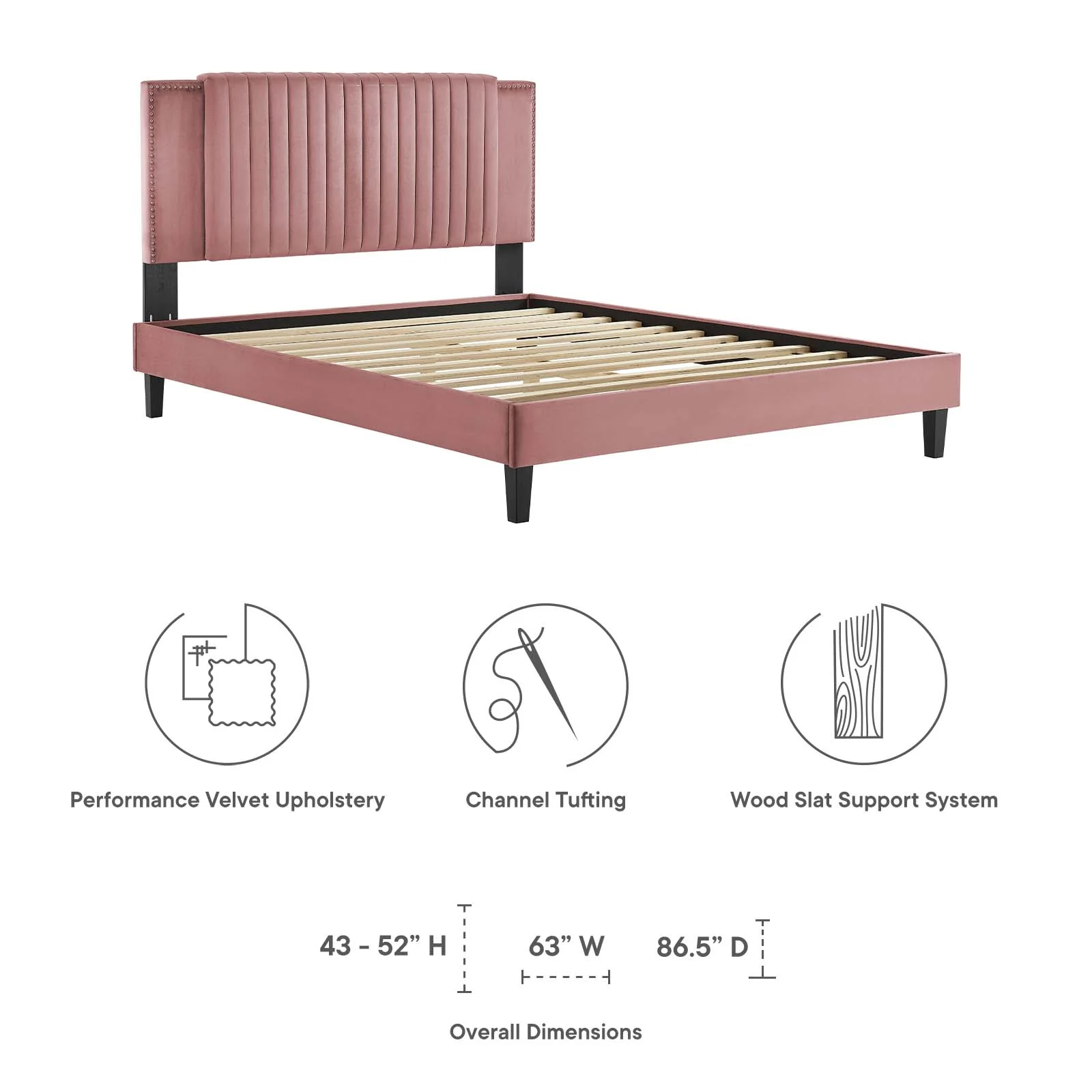Zahra Channel Tufted Performance Velvet King Platform Bed By Modway - MOD-7010 - Image 14
