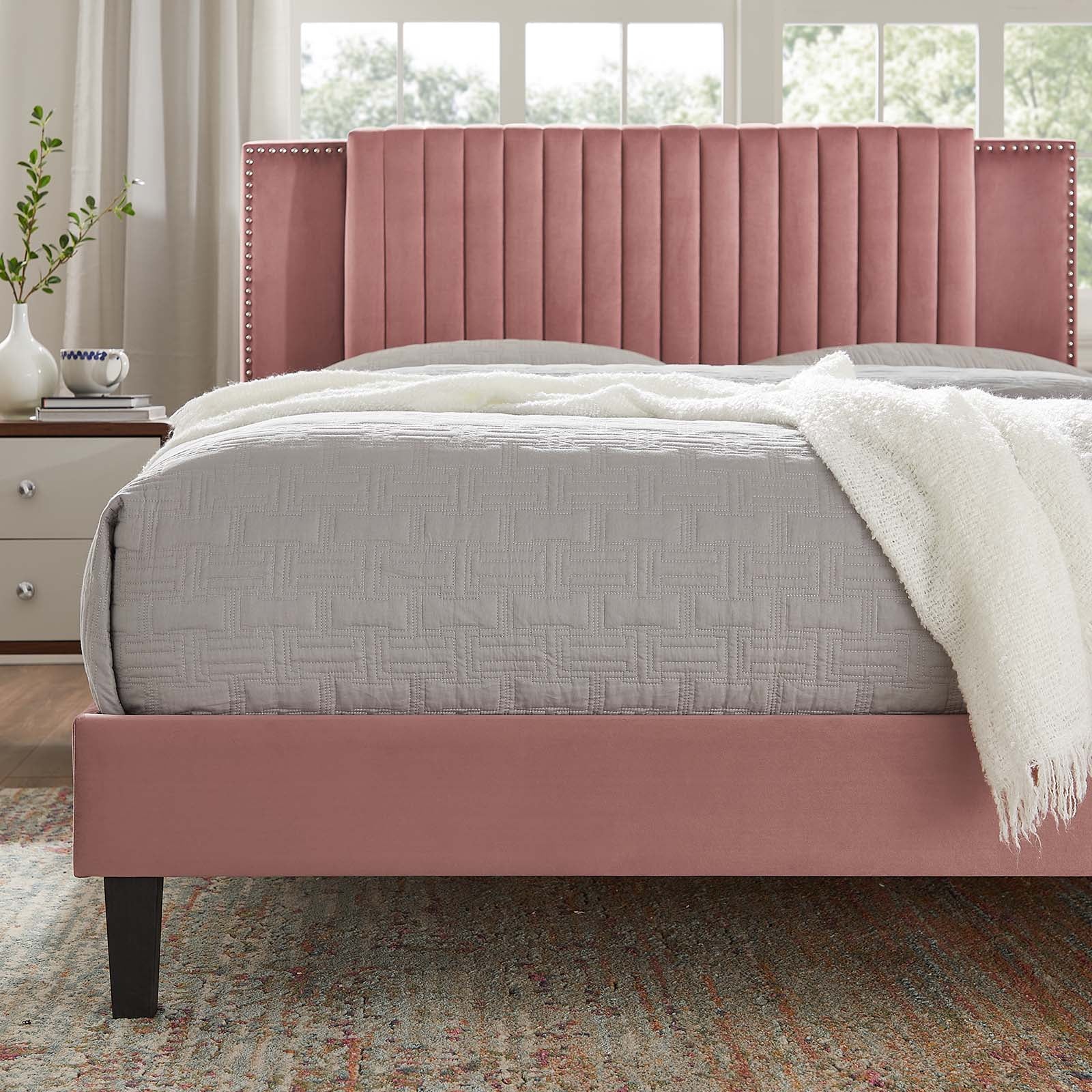 Zahra Channel Tufted Performance Velvet King Platform Bed By Modway - MOD-7010 - Image 15