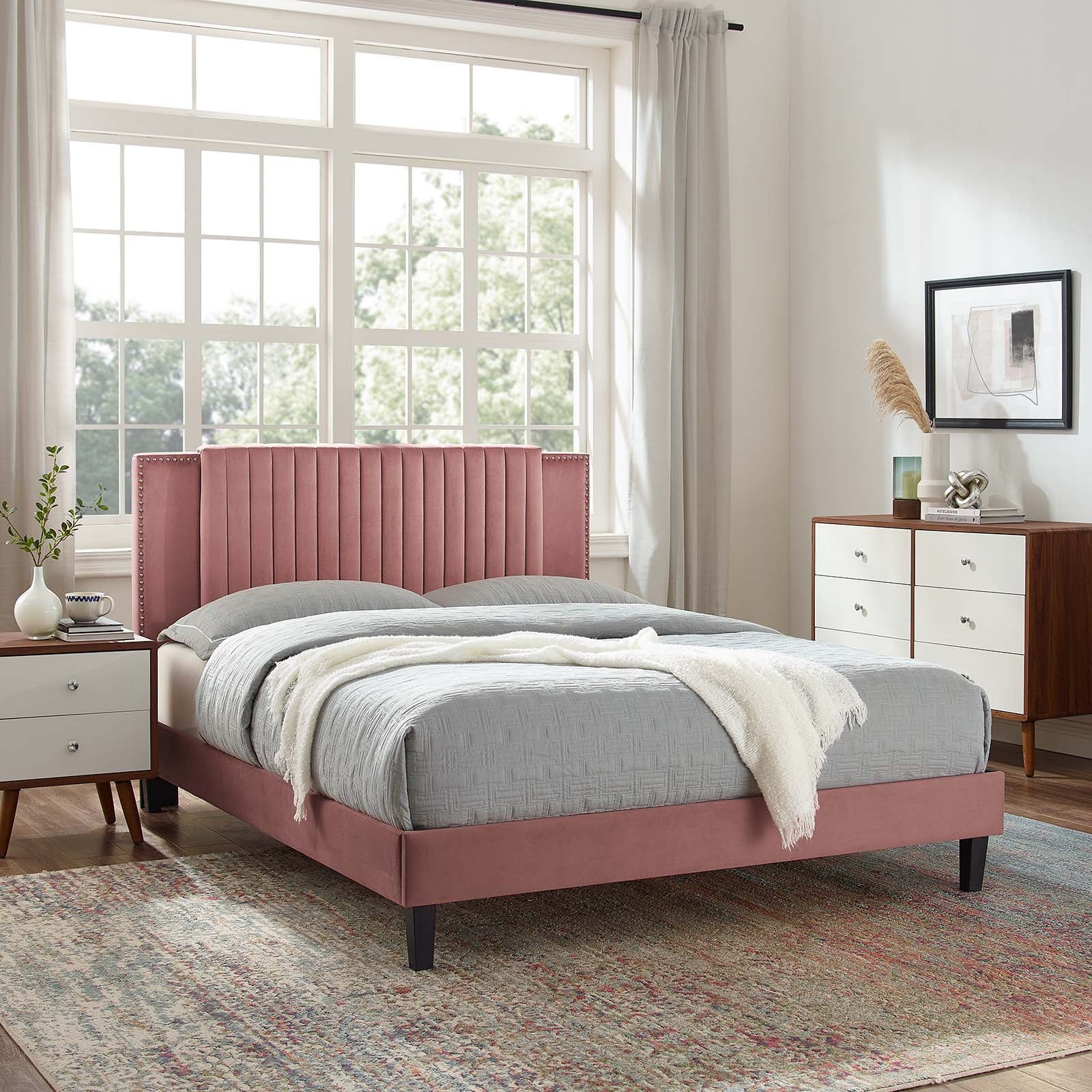 Zahra Channel Tufted Performance Velvet King Platform Bed By Modway - MOD-7010 - Image 16