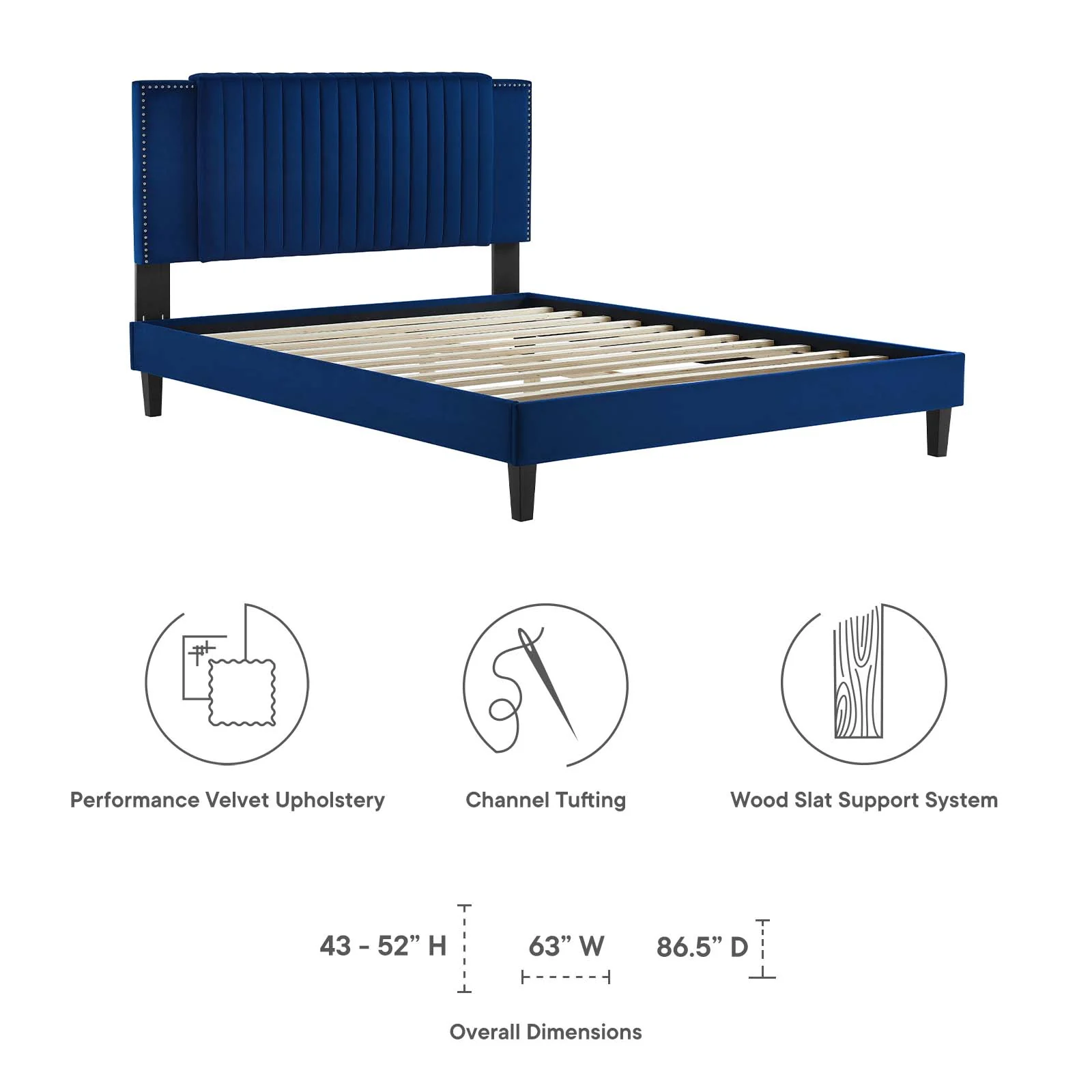 Zahra Channel Tufted Performance Velvet King Platform Bed By Modway - MOD-7010 - Image 22
