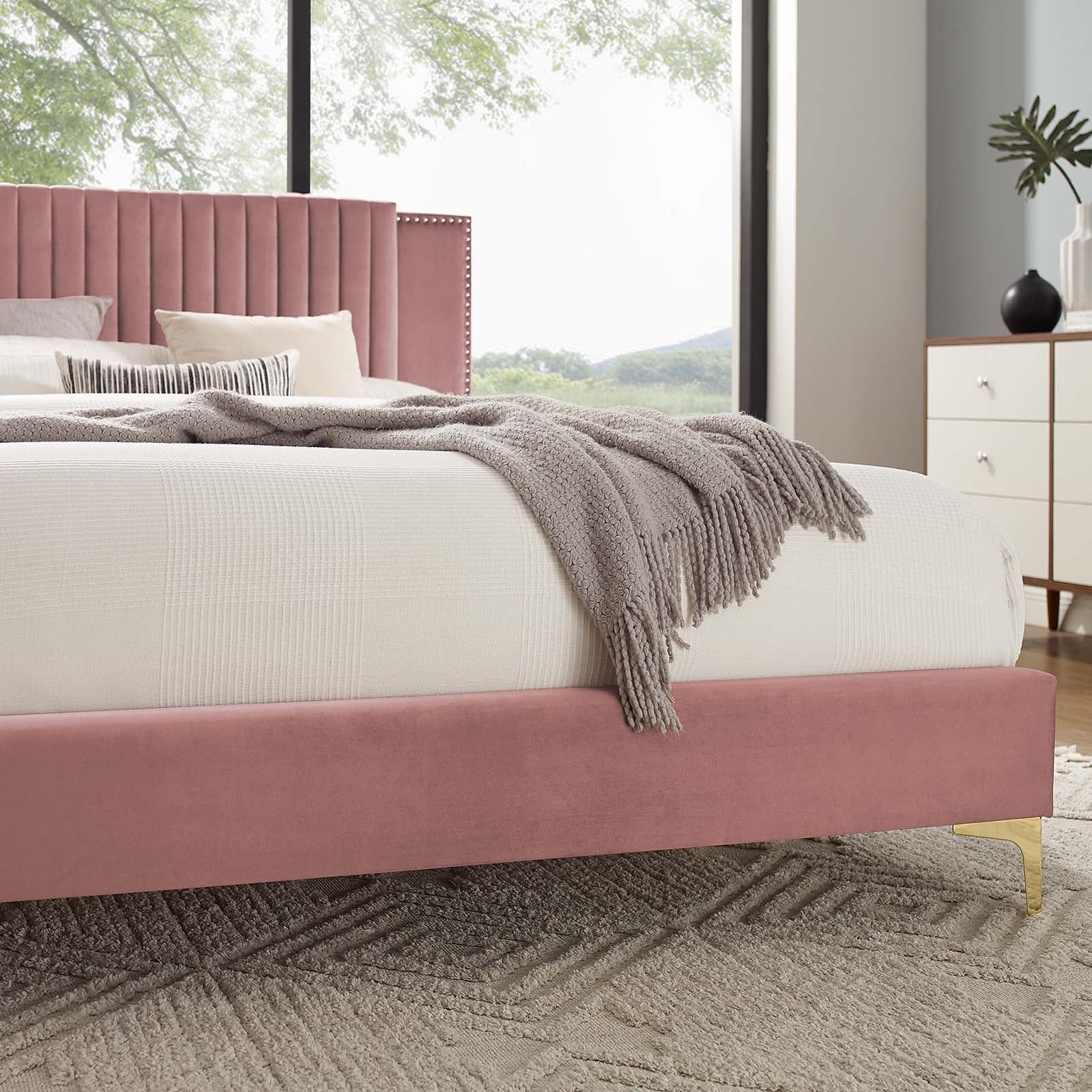 Zahra Channel Tufted Performance Velvet King Platform Bed By Modway - MOD-7014 - Image 15