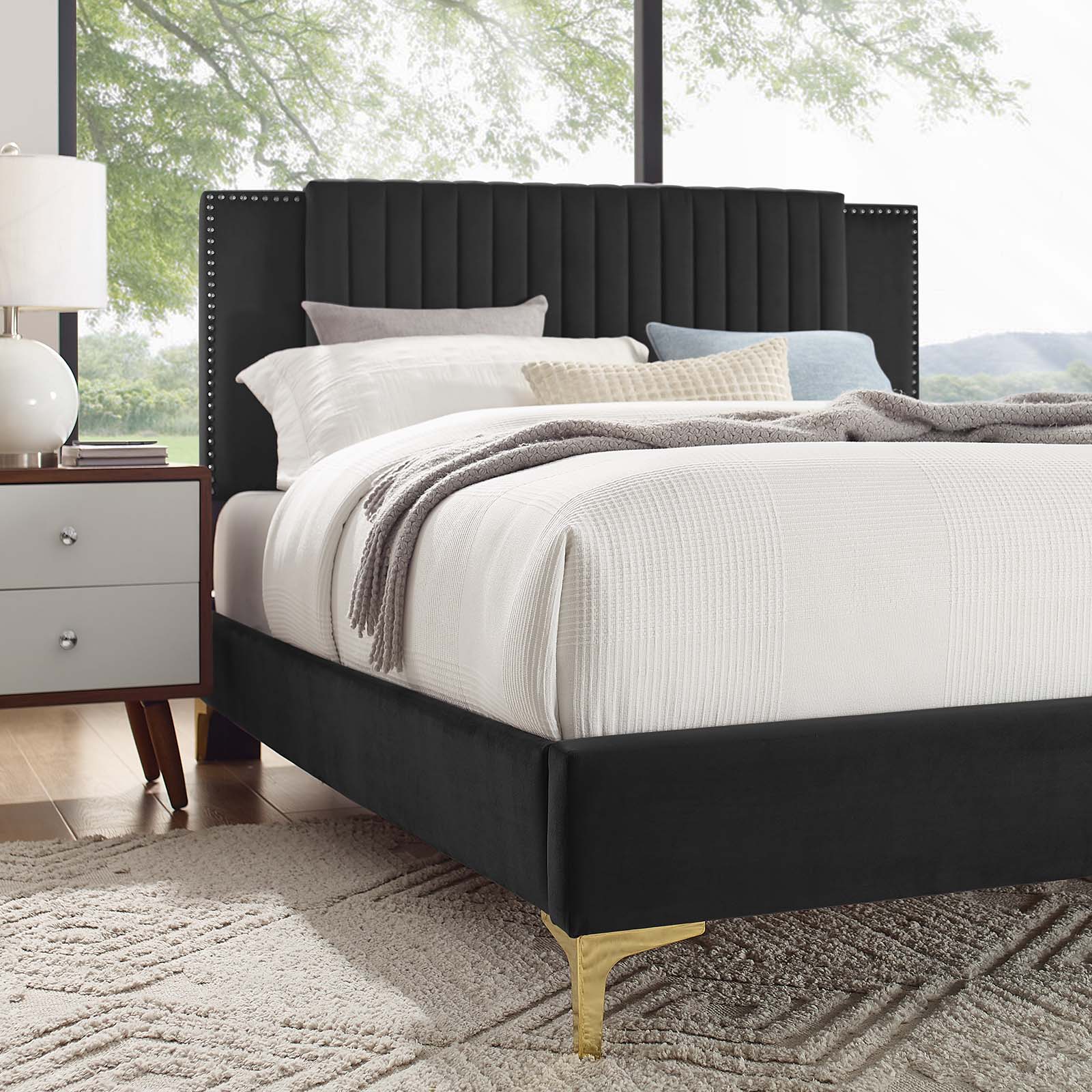 Zahra Channel Tufted Performance Velvet King Platform Bed By Modway - MOD-7014 - Image 8